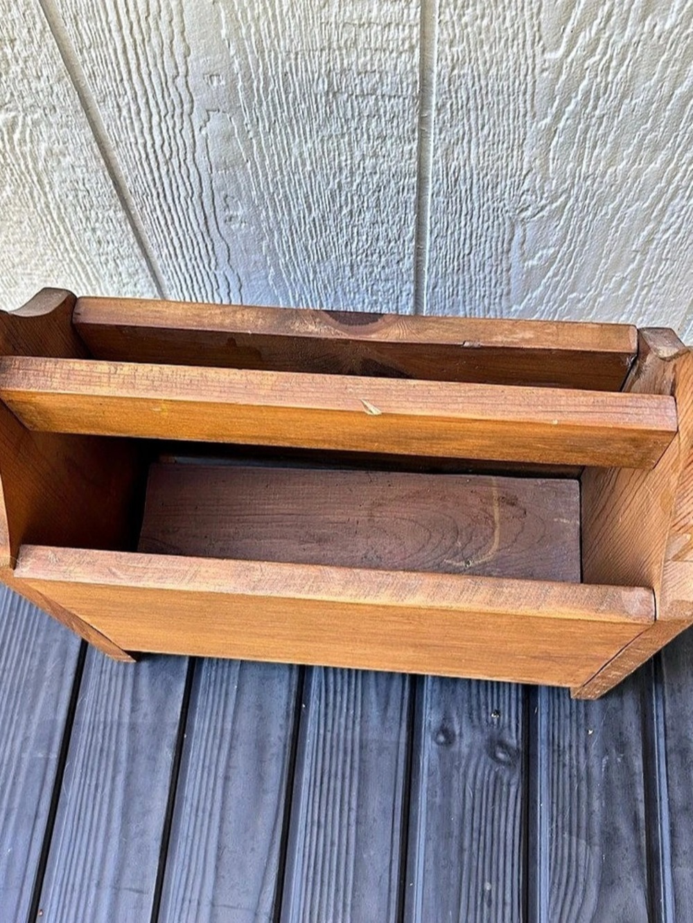Vintage Solid Wood Handmade Magazine Rack - Picture 3 of 7